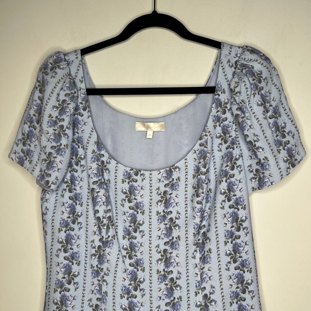 Love Shack Fancy Blue Solus Ruffled Floral Crepe Mini Dress Size 10 - Picture 4 of 10